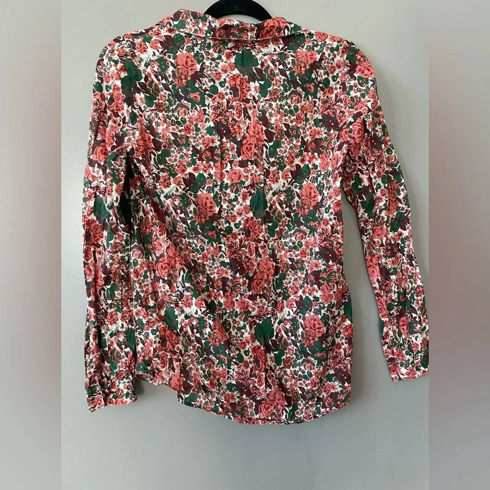 Sézane Pink Green Floral Button-Down Shirt - Picture 6 of 6